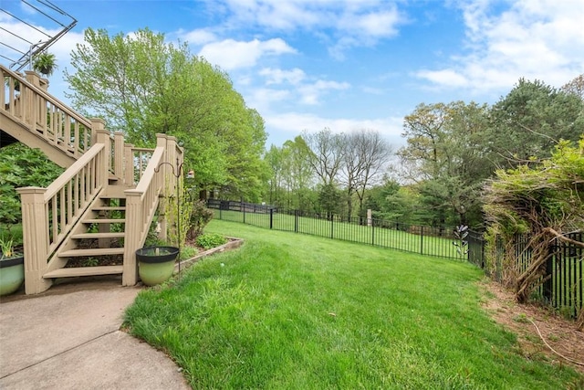 view of yard with stairs
