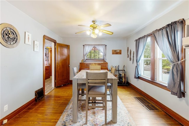 57 Laurel Ave, City Of Washington, PA 15301 - dining room with a ceiling fan, wood finished floors, and baseboards