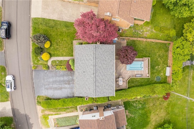 aerial view of a pool area