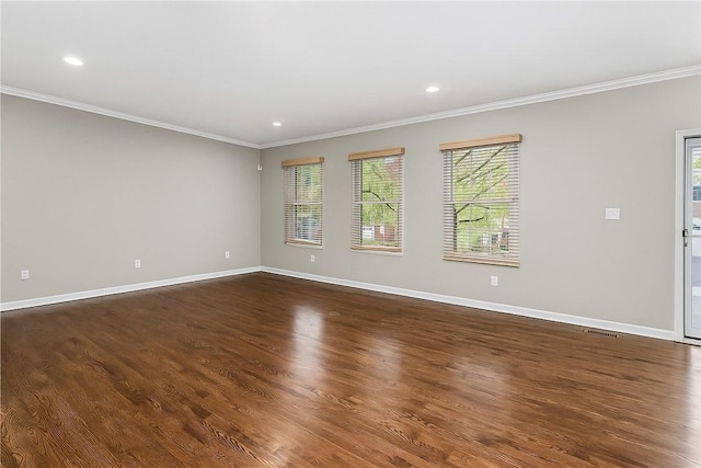 391 Marshall Heights Dr, Marshall, PA 15090 - unfurnished room featuring crown molding, healthy amount of natural light, dark wood finished floors, and recessed lighting