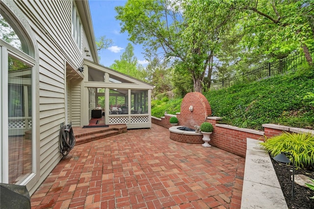 1 Way Hollow Rd, Edgeworth, PA 15143 - view of patio / terrace with a sunroom and fence
