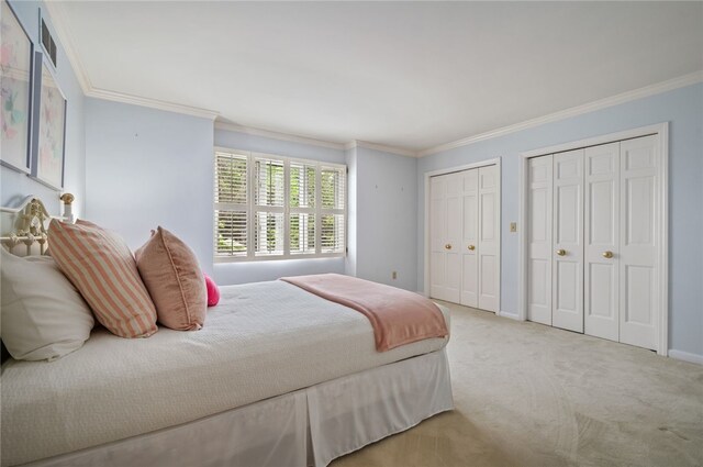 1 Way Hollow Rd, Edgeworth, PA 15143 - bedroom with ornamental molding, two closets, carpet, and baseboards