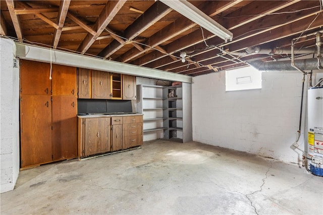 basement with gas water heater
