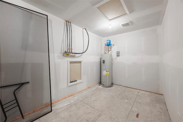 below grade area with water heater