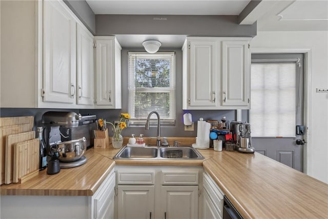 550 Mcclane Farm Rd, Chartiers, PA 15301 - kitchen featuring a sink, white cabinets, and butcher block countertops