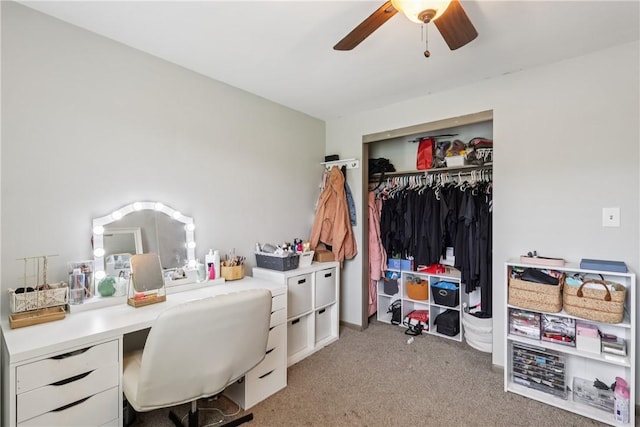 550 Mcclane Farm Rd, Chartiers, PA 15301 - home office with a ceiling fan and light carpet