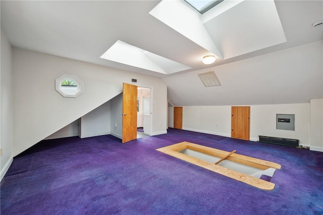 6640 Wilkins Ave, Squirrel Hill, PA 15217 - bonus room featuring a skylight, carpet flooring, electric panel, and vaulted ceiling