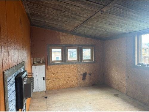 543 Highland Ave, Kittanning Boro, PA 16201 - misc room featuring wooden ceiling, a fireplace, and vaulted ceiling