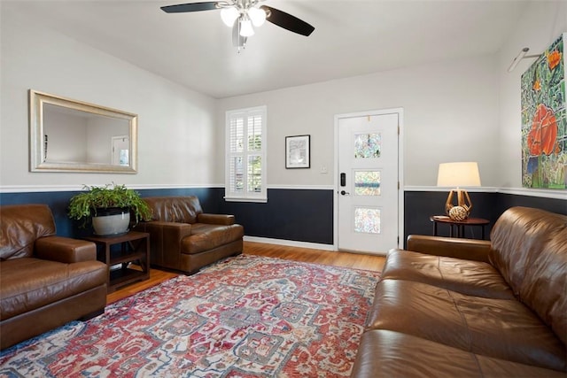 701 Thorn St, Sewickley, PA 15143 - living area with wood finished floors and a ceiling fan