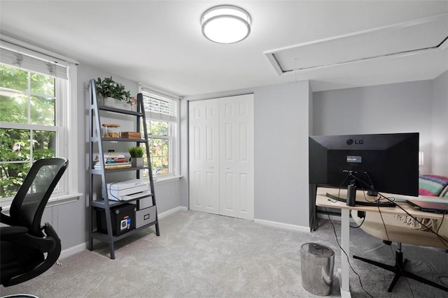 701 Thorn St, Sewickley, PA 15143 - carpeted home office featuring attic access and baseboards