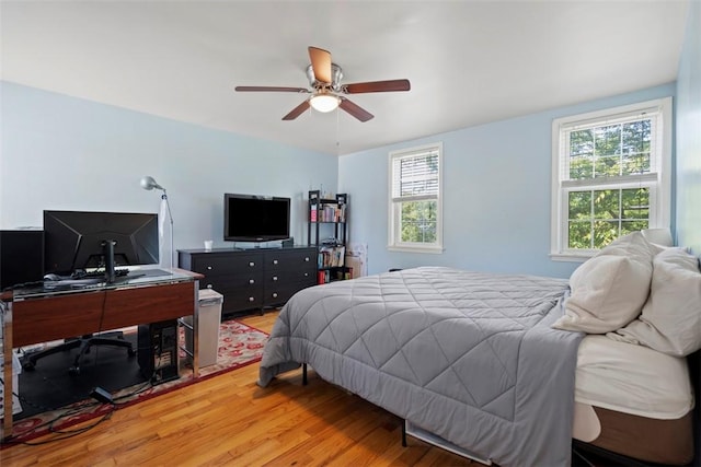 701 Thorn St, Sewickley, PA 15143 - bedroom featuring wood finished floors, a ceiling fan, and an office area