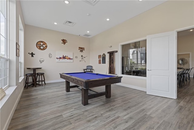 4012 Crown Dr, South Park, PA 15129 - game room with billiards, wood finished floors, healthy amount of natural light, recessed lighting, and baseboards