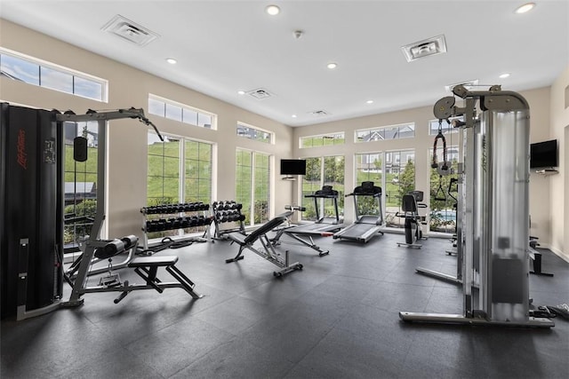 4012 Crown Dr, South Park, PA 15129 - gym with healthy amount of natural light and recessed lighting