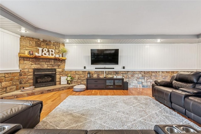 2939 Main St, Beallsville, PA 15313 - living room featuring wood finished floors and a fireplace