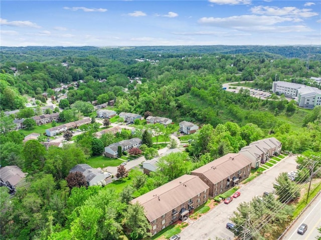 aerial view of a heavily wooded area