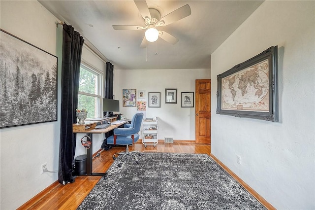 1814 Roosevelt Rd, Ohio Twp, PA 15143 - office featuring wood finished floors, a ceiling fan, and baseboards