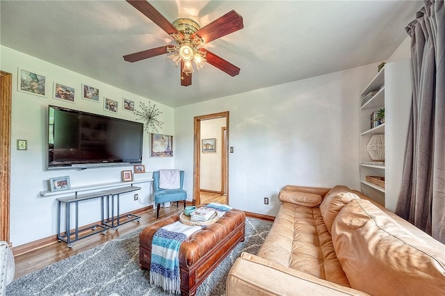 1814 Roosevelt Rd, Ohio Twp, PA 15143 - living room with ceiling fan, baseboards, and wood finished floors