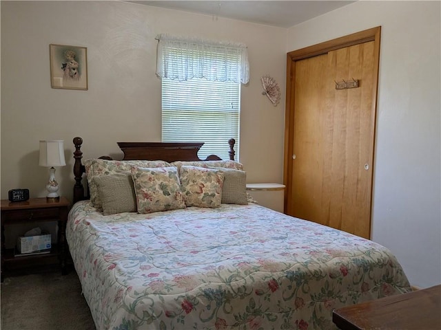 bedroom featuring carpet floors and a closet