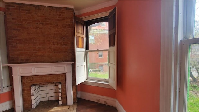 detailed view of baseboards and wood finished floors