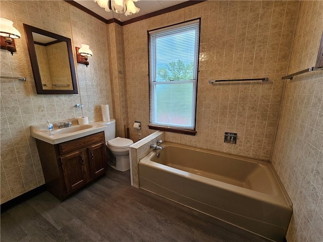 133 Wellington Ave, City Of Washington, PA 15301 - bathroom featuring wood finished floors, a tub to relax in, toilet, and vanity