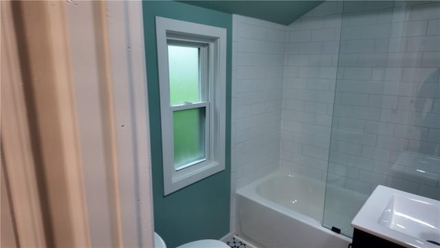 7709 Mark Dr, Penn Hills, PA 15147 - bathroom with toilet, vanity, and healthy amount of natural light