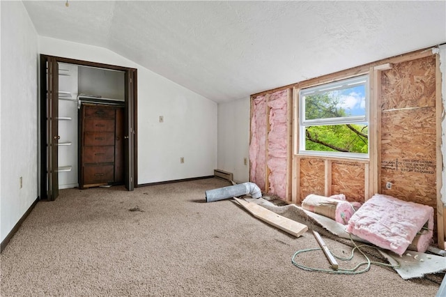 1035 Rte 130, City Of Greensburg, PA 15601 - bedroom featuring lofted ceiling, baseboards, carpet floors, and a textured ceiling