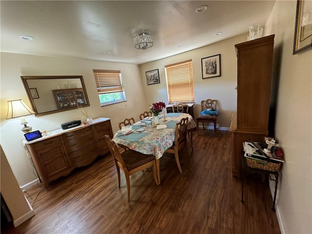 286 Brighton St, Chalfant Boro, PA 15112 - dining space with dark wood-style flooring, baseboards, and recessed lighting