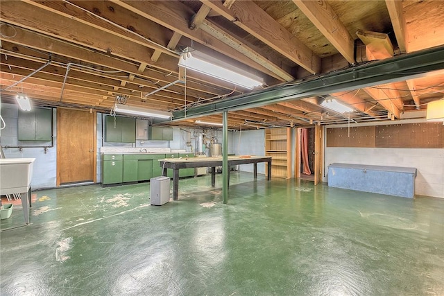 unfinished basement with a sink