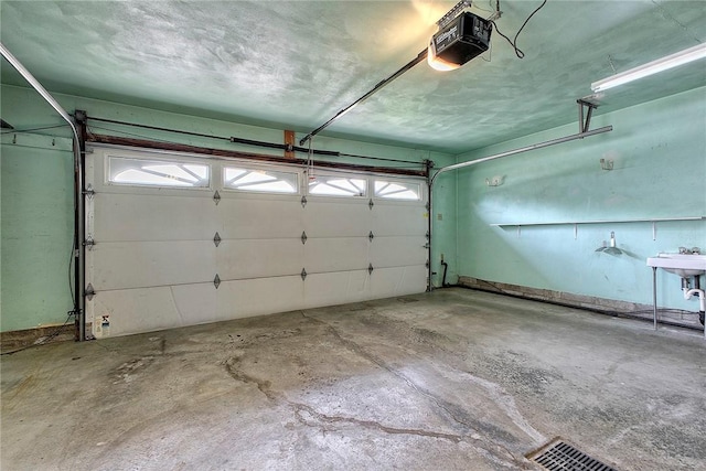 garage with a garage door opener