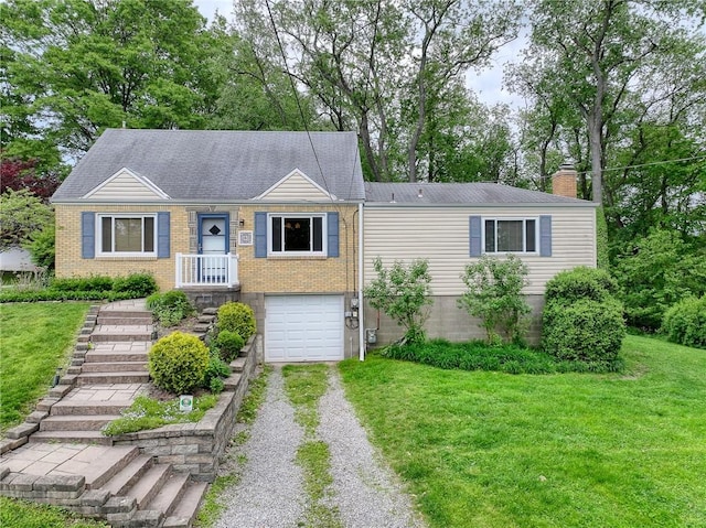 140 8th Ave, Ross Twp, PA 15229 - view of front of house featuring driveway, an attached garage, a chimney, and a front yard
