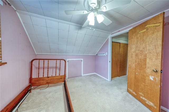 140 8th Ave, Ross Twp, PA 15229 - additional living space with vaulted ceiling, a ceiling fan, carpet floors, baseboards, and wooden walls