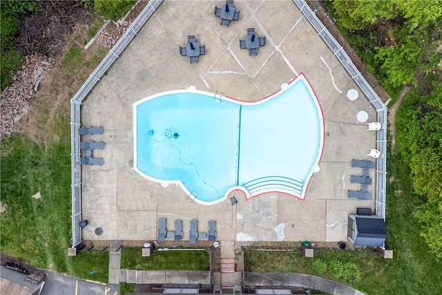 bird's eye view of a pool