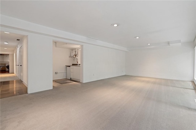 3413 Ridgewood Dr, Churchill Boro, PA 15235 - unfurnished living room with carpet and recessed lighting