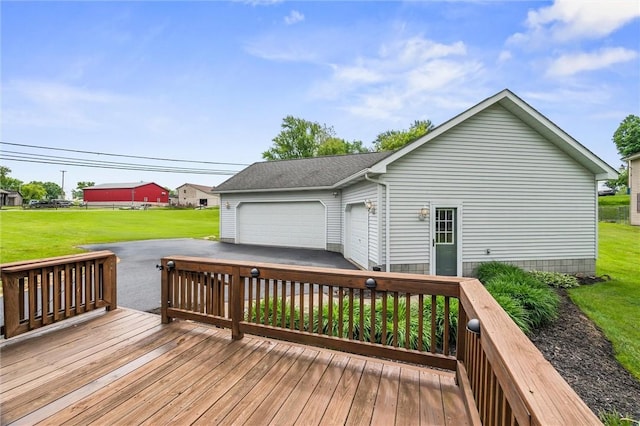 wooden terrace with a yard