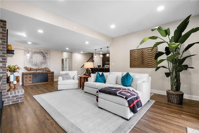 347 Buckingham Dr, Peters Twp, PA 15367 - living area with wood finished floors, recessed lighting, and baseboards
