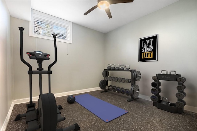 347 Buckingham Dr, Peters Twp, PA 15367 - exercise area with ceiling fan and baseboards