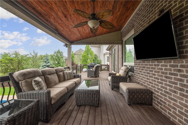 347 Buckingham Dr, Peters Twp, PA 15367 - deck with an outdoor living space and ceiling fan
