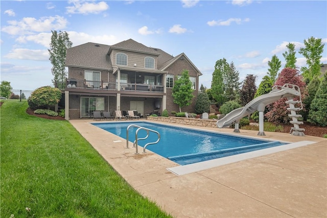 347 Buckingham Dr, Peters Twp, PA 15367 - outdoor pool featuring a water slide and a patio area