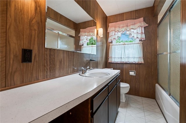 3601 Sharon Rd, West Middlesex Boro, PA 16159 - bathroom with wood walls, toilet, and vanity