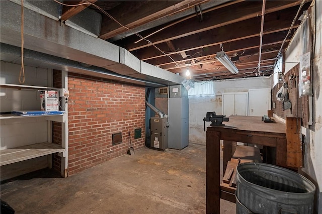 3601 Sharon Rd, West Middlesex Boro, PA 16159 - unfinished below grade area featuring heating unit and a workshop area