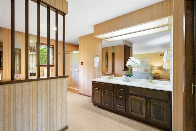 114 Moore Dr, Peters Twp, PA 15317 - full bath featuring a stall shower, double vanity, and baseboards