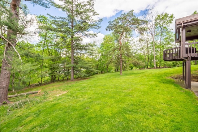 114 Moore Dr, Peters Twp, PA 15317 - view of green lawn with a wooden deck