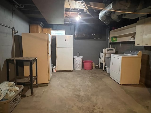 4536 State Route 158, Wilmington Twp, PA 16142 - unfinished basement featuring washer / clothes dryer and freestanding refrigerator