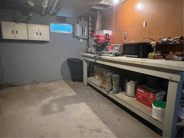 4536 State Route 158, Wilmington Twp, PA 16142 - below grade area featuring a workshop area and electric panel