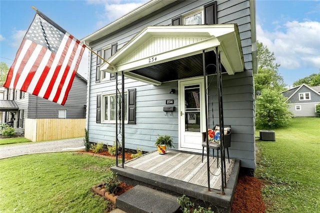 234 E Neshannock Ave, New Wilmington Boro, PA 16142 - property entrance with central AC and a porch