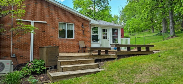 532 Strope Rd, Pa, PA 15021 - wooden terrace featuring a lawn and ac unit
