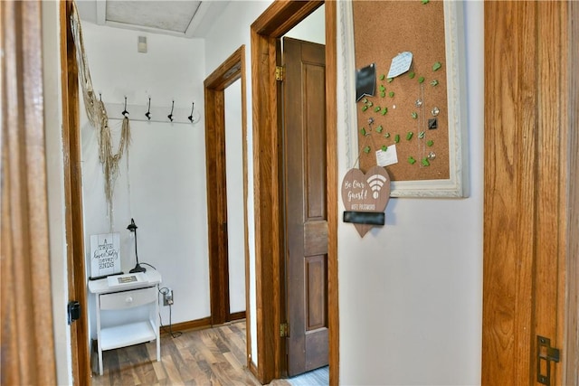 375 Main St, Volant Boro, PA 16156 - hallway featuring wood finished floors and baseboards