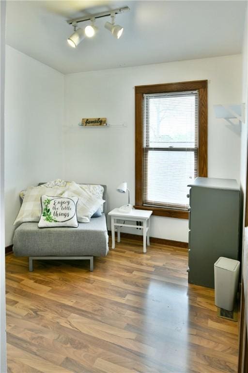 375 Main St, Volant Boro, PA 16156 - sitting room with track lighting, wood finished floors, and baseboards