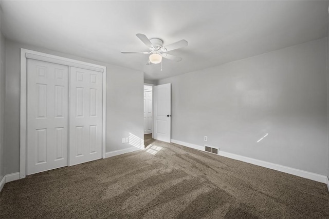 13 Chestnut St, South Fayette, PA 15082 - unfurnished bedroom featuring carpet flooring, baseboards, a closet, and a ceiling fan