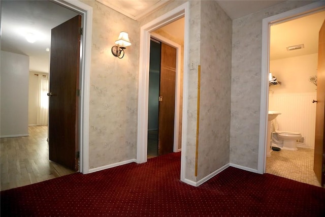 107 Great Oaks Dr, Moon/Crescent Twp, PA 15108 - corridor featuring wood finished floors and carpet flooring
